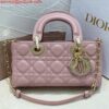 Replica Dior M0613 Small Lady D-joy Bag Blue Cannage Lambskin Embroidered half pearl rose gold