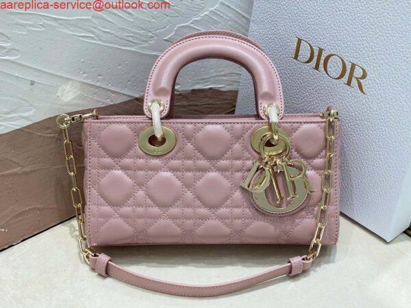 Replica Dior M0613 Small Lady D-joy Bag Pink Cannage Lambskin 3