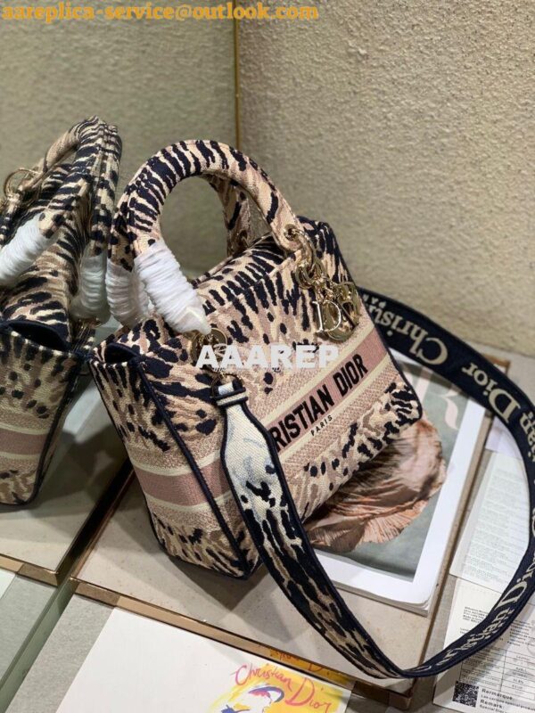 Replica Dior Medium Lady D-lite Bag Multicolor Tie & Dior Embroidery 2
