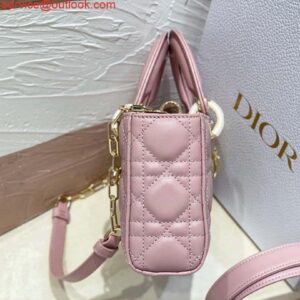 Replica Dior M0613 Small Lady D-joy Bag Pink Cannage Lambskin 2