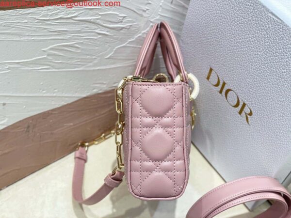 Replica Dior M0613 Small Lady D-joy Bag Pink Cannage Lambskin 4