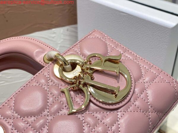 Replica Dior M0613 Small Lady D-joy Bag Pink Cannage Lambskin 5