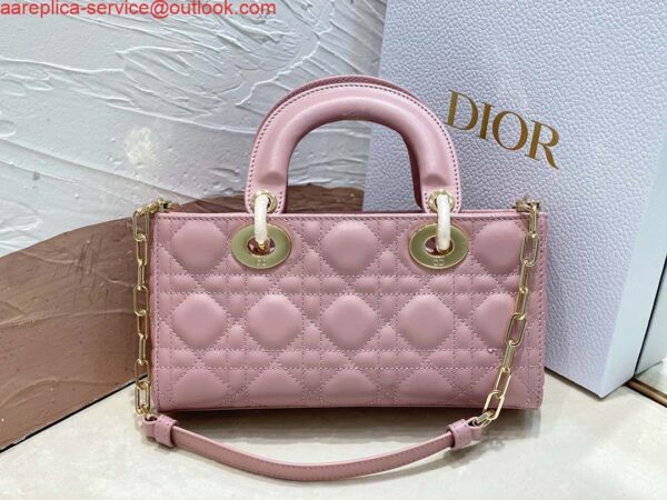 Replica Dior M0613 Small Lady D-joy Bag Pink Cannage Lambskin 6