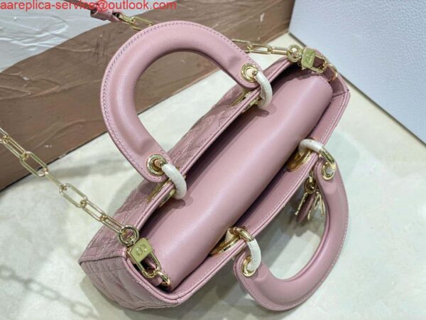 Replica Dior M0613 Small Lady D-joy Bag Pink Cannage Lambskin 7