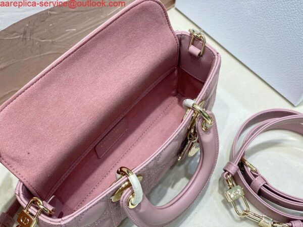 Replica Dior M0613 Small Lady D-joy Bag Pink Cannage Lambskin 8