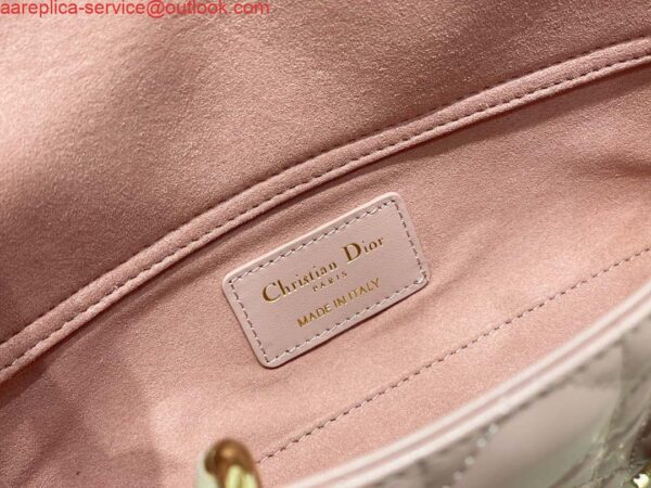 Replica Dior M0613 Small Lady D-joy Bag Pink Cannage Lambskin 10