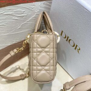 Replica Dior M0613 Small Lady D-joy Bag Sand Colored Cannage Lambskin 2