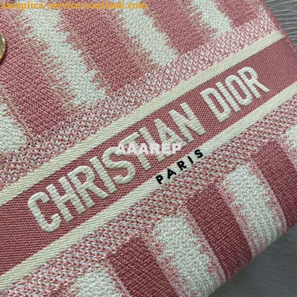 Replica Dior Medium Lady D-lite Bag Pink D-Stripes Embroidery 6