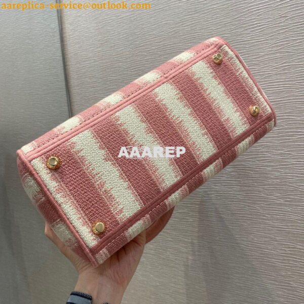 Replica Dior Medium Lady D-lite Bag Pink D-Stripes Embroidery 7