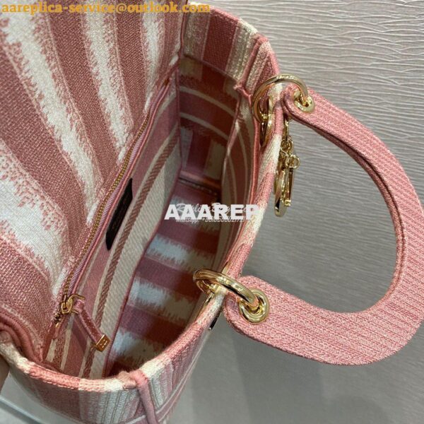 Replica Dior Medium Lady D-lite Bag Pink D-Stripes Embroidery 8