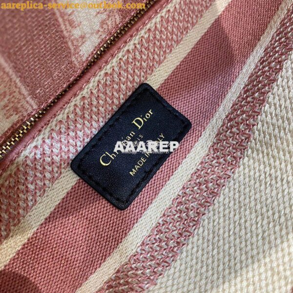 Replica Dior Medium Lady D-lite Bag Pink D-Stripes Embroidery 9
