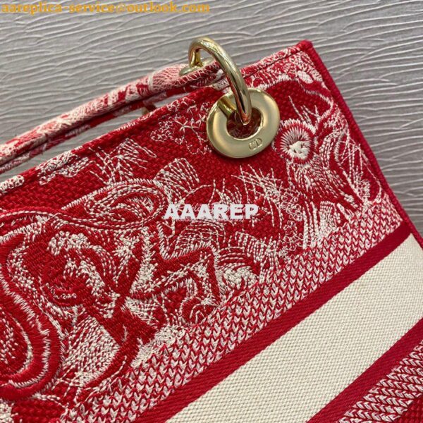 Replica Dior Medium Lady D-Lite Bag Raspberry Toile de Jouy Reverse Em 4