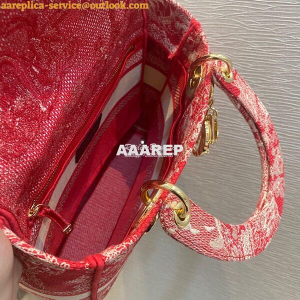 Replica Dior Medium Lady D-Lite Bag Raspberry Toile de Jouy Reverse Em 5