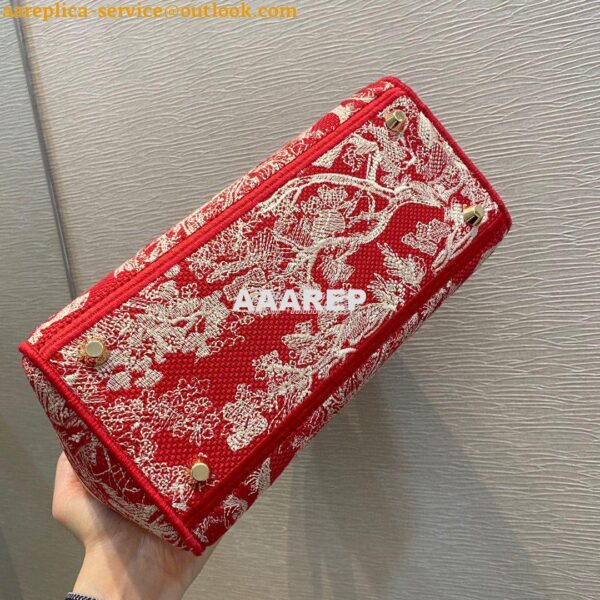 Replica Dior Medium Lady D-Lite Bag Raspberry Toile de Jouy Reverse Em 8