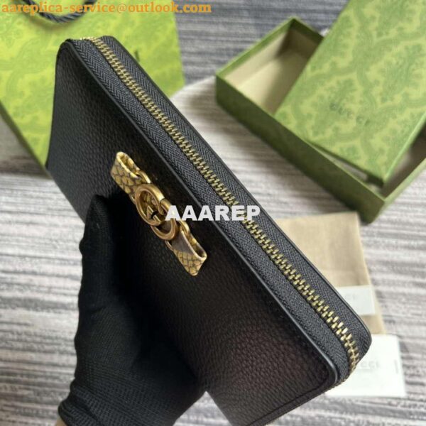 Replica Gucci 750458 Zip wallet with Interlocking G python bow Black 7