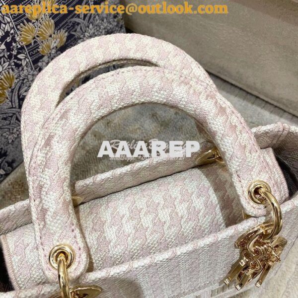 Replica Dior Medium Lady D-Lite Bag Rose Des Vents Houndstooth Embroid 6