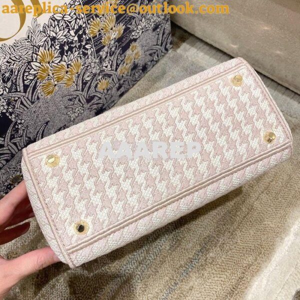 Replica Dior Medium Lady D-Lite Bag Rose Des Vents Houndstooth Embroid 10