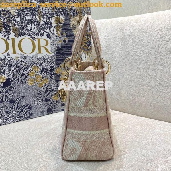 Replica Dior Medium Lady D-Lite Bag Rose Des Vents Toile de Jouy Embro 7