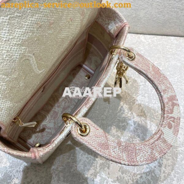 Replica Dior Medium Lady D-Lite Bag Rose Des Vents Toile de Jouy Embro 10
