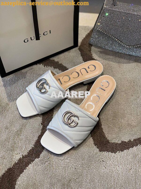 Replica Gucci Women's Slide w Double G 629730 White 2