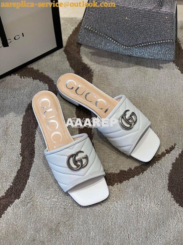 Replica Gucci Women's Slide w Double G 629730 White 4