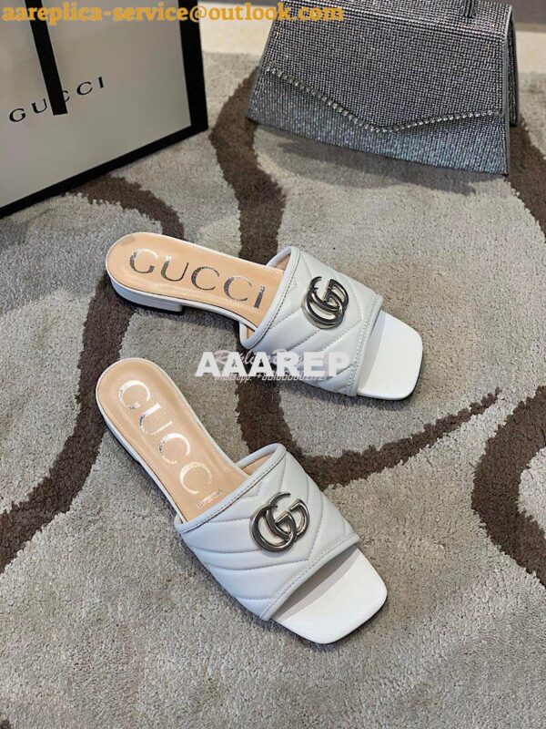 Replica Gucci Women's Slide w Double G 629730 White 4