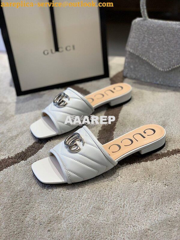 Replica Gucci Women's Slide w Double G 629730 White 6