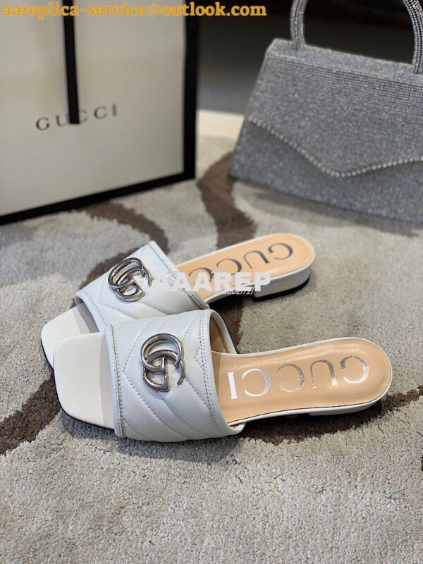 Replica Gucci Women's Slide w Double G 629730 White 7