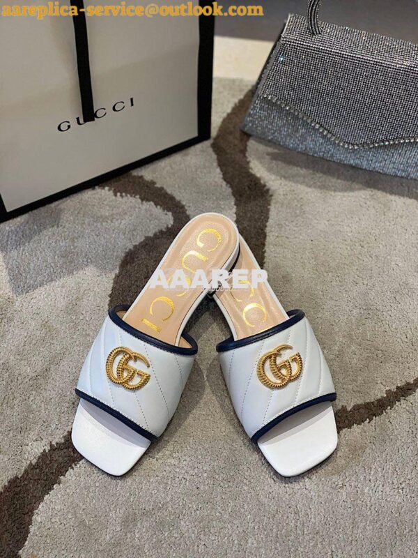 Replica Gucci Women's Slide w Double G 629730 White Black