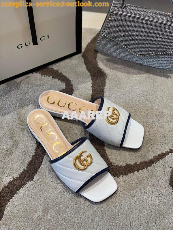 Replica Gucci Women's Slide w Double G 629730 White Black 3