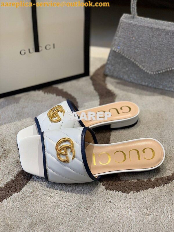 Replica Gucci Women's Slide w Double G 629730 White Black 4
