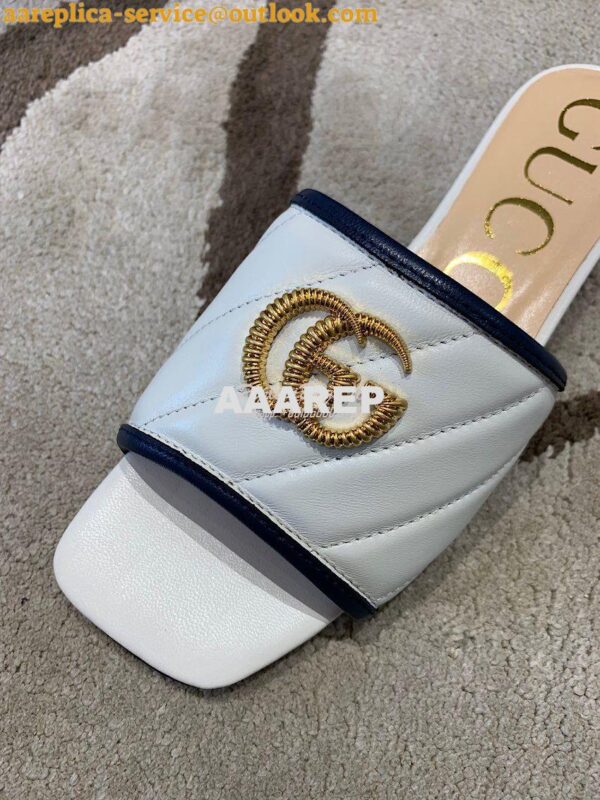 Replica Gucci Women's Slide w Double G 629730 White Black 6