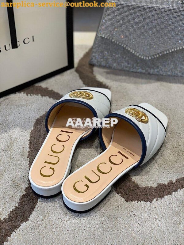 Replica Gucci Women's Slide w Double G 629730 White Black 7