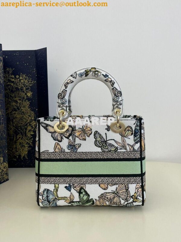 Replica Dior Medium Lady D-Lite Bag White Toile de Jouy Mexico Embroid 5