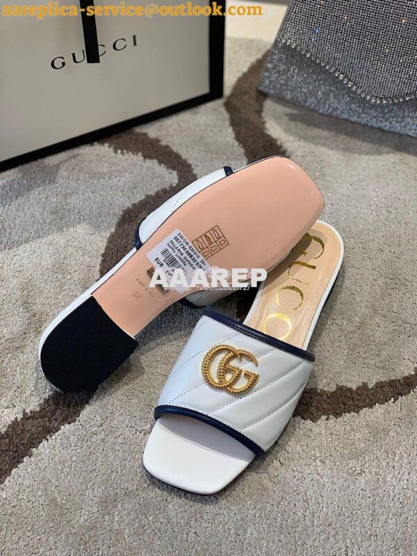 Replica Gucci Women's Slide w Double G 629730 White Black 8
