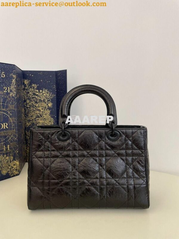 Replica Dior Medium Lady D-Sire My ABCDior Bag Black Macrocannage Crin 7