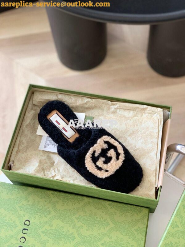 Replica Gucci Women's Slipper With Interlocking G 658897 Black 7