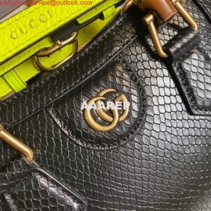 Replica Gucci Diana Mini Tote Bag Snake Top Handle Bag Gucci ‎655661 Black 2