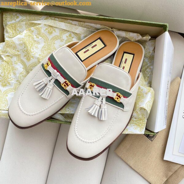 Replica Gucci Women's Slipper With Tassels 659628 White 4