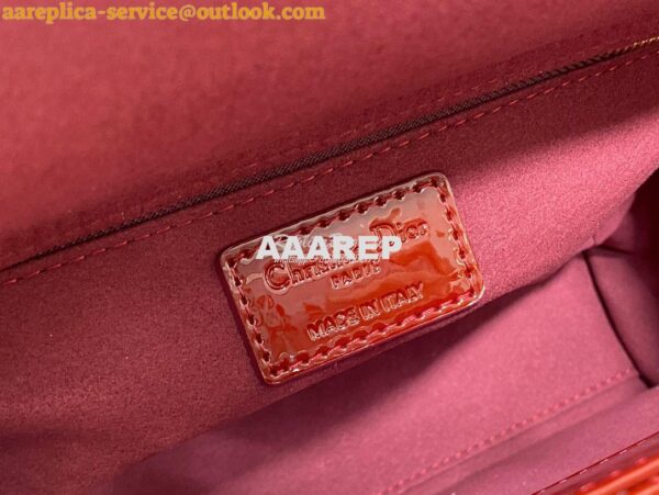 Replica Dior Medium Lady Dior Flap Cover Patent Calfskin Bag M0565 Red 9
