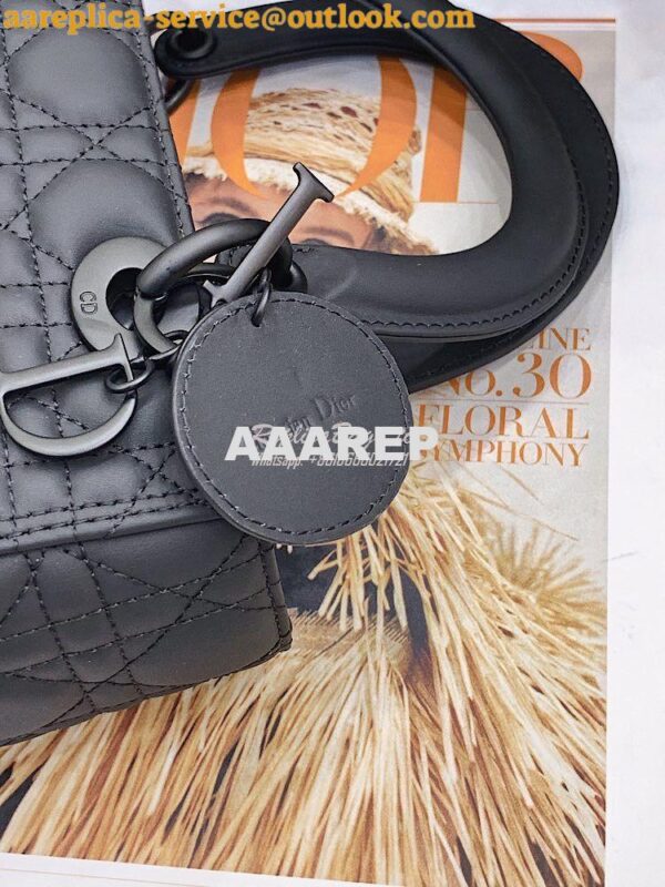 Replica Dior Medium Lady Dior Ultra-Matte Black Tote Bag M0565 5