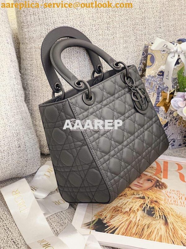 Replica Dior Medium Lady Dior Ultra-Matte Black Tote Bag M0565 7