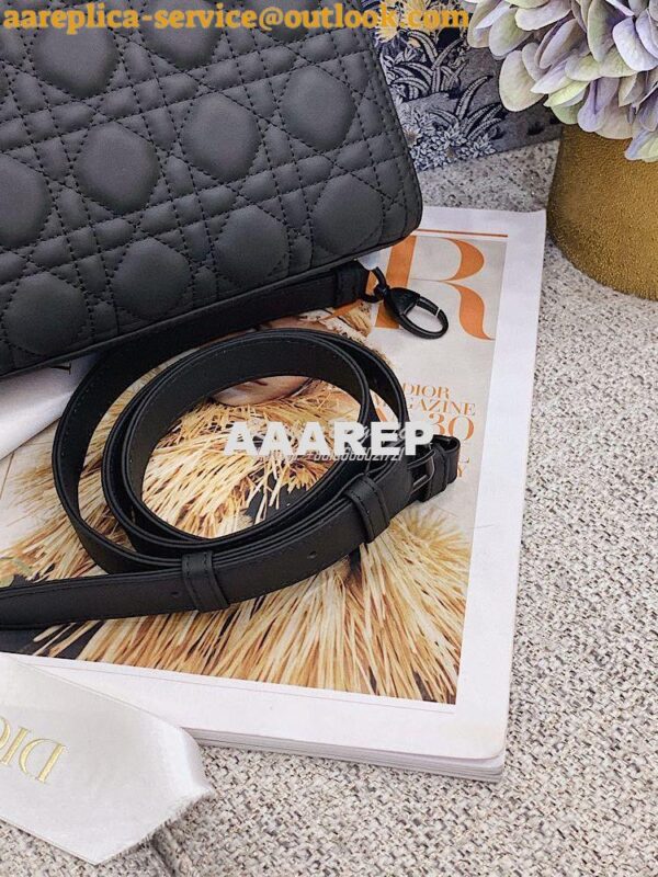 Replica Dior Medium Lady Dior Ultra-Matte Black Tote Bag M0565 10