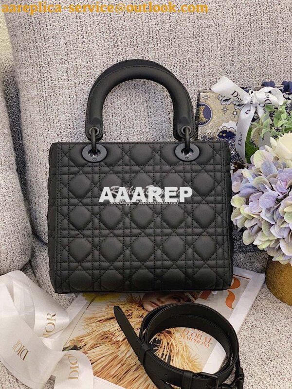Replica Dior Medium Lady Dior Ultra-Matte Black Tote Bag M0565 11