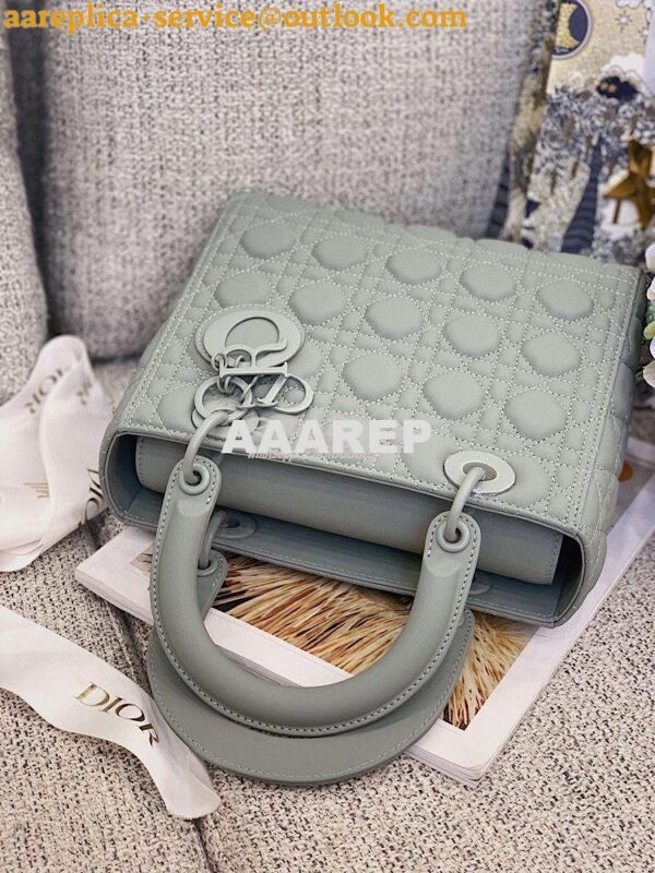 Replica Dior Medium Lady Dior Ultra-Matte Stone Gray Tote Bag M0565 4