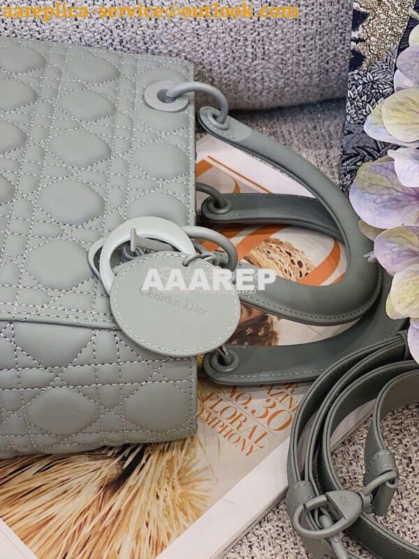 Replica Dior Medium Lady Dior Ultra-Matte Stone Gray Tote Bag M0565 7