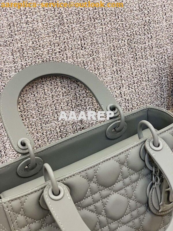 Replica Dior Medium Lady Dior Ultra-Matte Stone Gray Tote Bag M0565 8