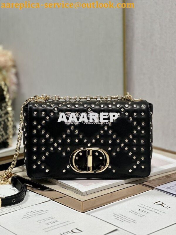 Replica Dior Medium Large Caro Bag Black Gold Lucky Star Cannage Lambs