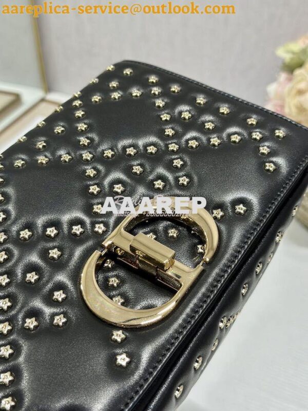 Replica Dior Medium Large Caro Bag Black Gold Lucky Star Cannage Lambs 5
