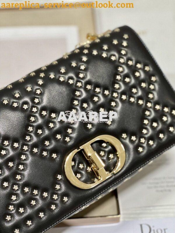 Replica Dior Medium Large Caro Bag Black Gold Lucky Star Cannage Lambs 13